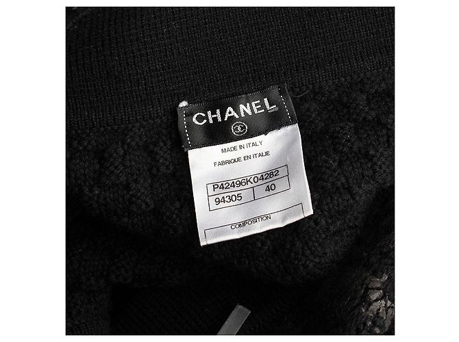 Chanel Falda de lana de punto negra estampada Negro - vista 3