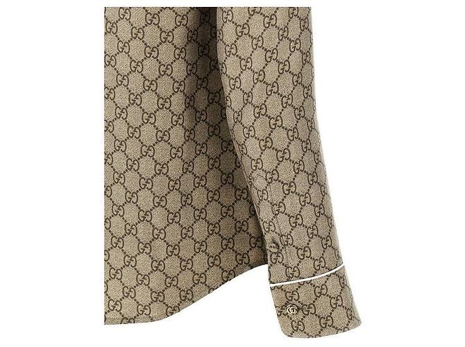 Gucci Camicia in twill di seta stampata Marrone - vista 7