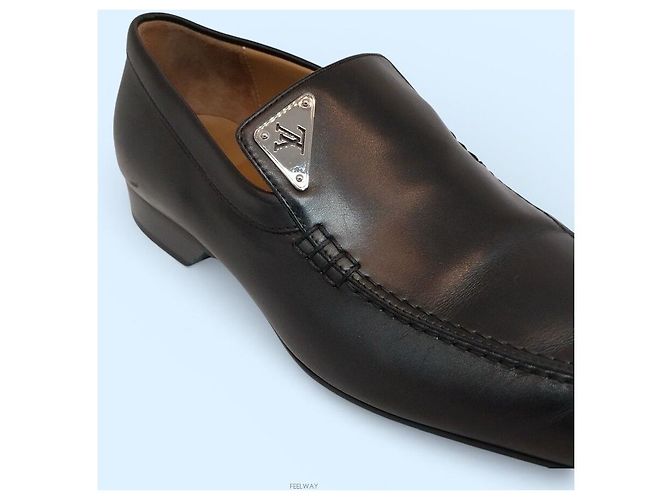 Louis Vuitton Square Toe Calf Black Men's Loafers Nero - vista 2