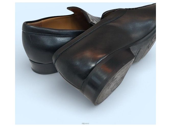 Louis Vuitton Square Toe Calf Black Men's Loafers Nero - vista 5