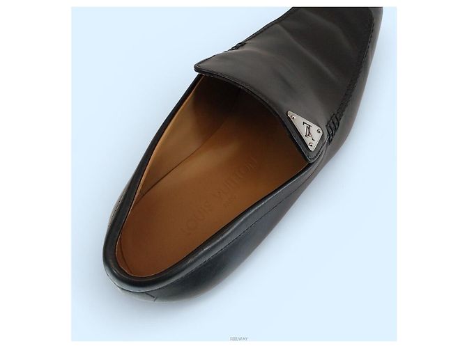 Louis Vuitton Square Toe Calf Black Men's Loafers Nero - vista 6
