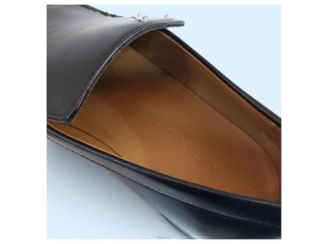 Louis Vuitton Square Toe Calf Black Men's Loafers Nero - vista 7