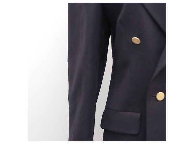 Burberry Giacca blu navy con dettagli a bottoni per donne - vista 3