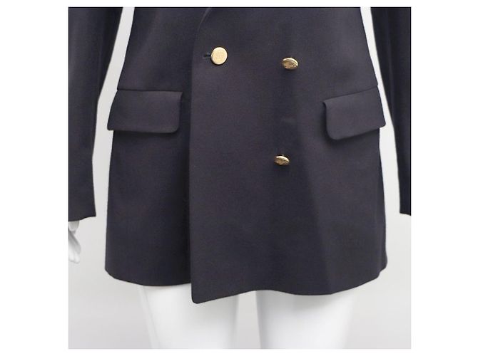 Burberry Giacca blu navy con dettagli a bottoni per donne - vista 4