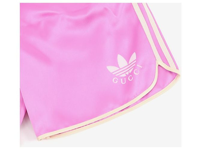 Pantaloni corti a bande Gucci Adidas Porpora - vista 3