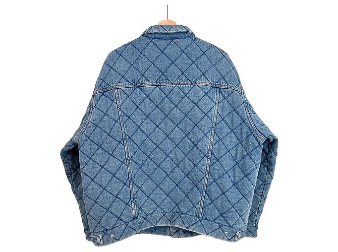 Day Balenciaga Übergroße gesteppte Denim-Truckerjacke Blau - Ansicht 3