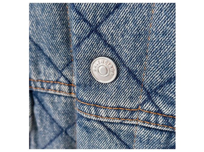 Day Balenciaga Übergroße gesteppte Denim-Truckerjacke Blau - Ansicht 5