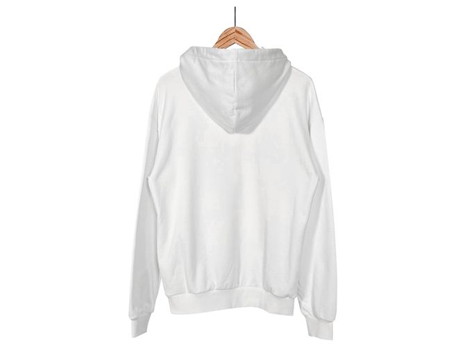 Céline Hoodie de moletom de algodão com strass off white Branco - vista 4