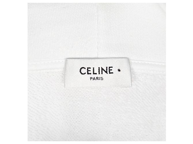 Céline Hoodie de moletom de algodão com strass off white Branco - vista 7