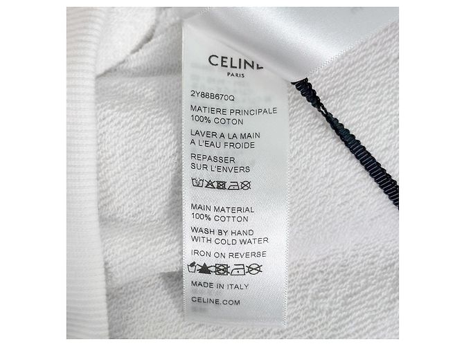 Céline Hoodie de moletom de algodão com strass off white Branco - vista 8