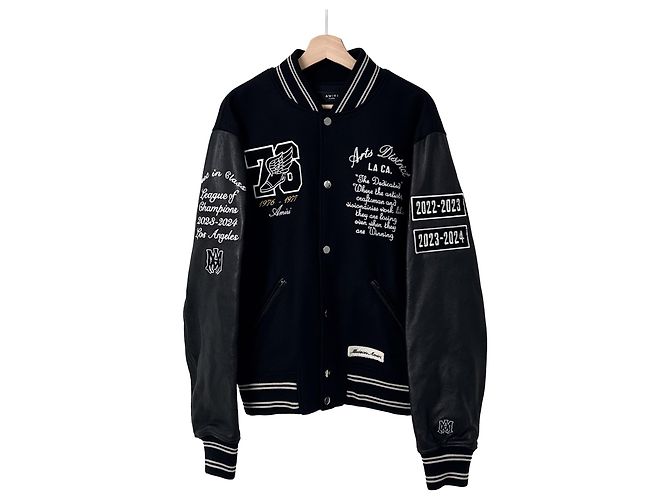 Amiri [XL] Giacca Bomber Varsity Eagle LA da Uomo Nero - vista 3