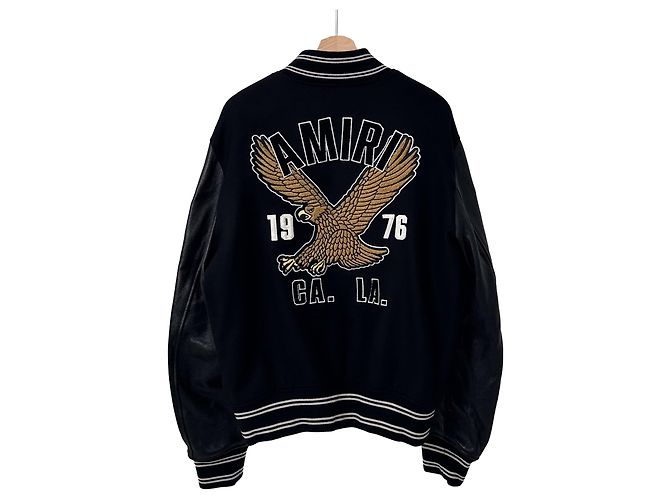 Amiri [XL] Giacca Bomber Varsity Eagle LA da Uomo Nero - vista 4