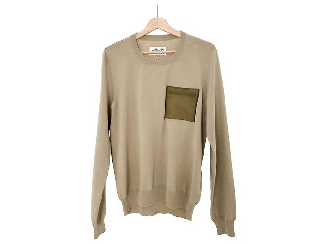Maison Martin Margiela Maison Margiela Herren T-Shirt mit Taschenpatch Beige Braun - Ansicht 2