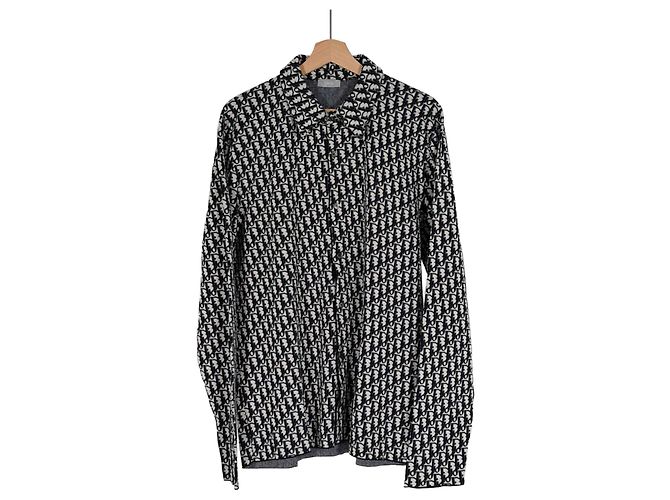 Dior Camicia in maglia oversize in gabardine jacquard obliqua nera Nero - vista 3
