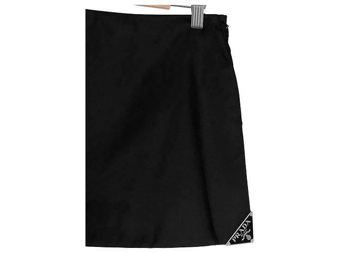Prada Falda Mini Re-Nylon Negra Big Triangle Logo de Lujo Biarr para Mujeres Negro - vista 7