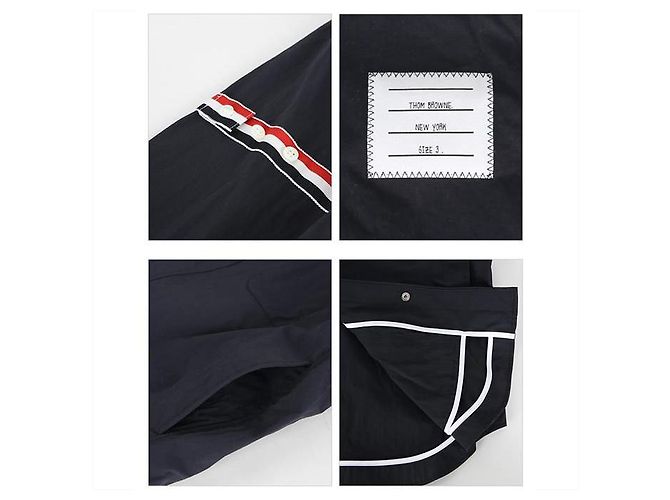 Thom Browne Camicia in nylon con fascia a tre strisce Blu - vista 4