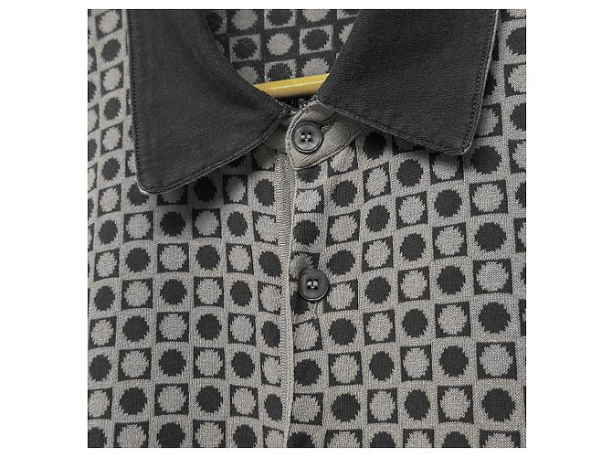Hermès Camiseta de algodão com colarinho PK para homens, cinza - vista 5