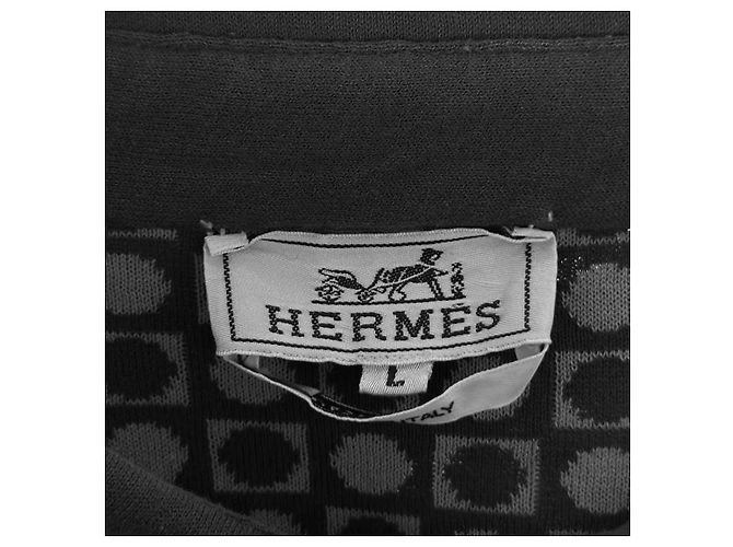 Hermès Camiseta de algodão com colarinho PK para homens, cinza - vista 6