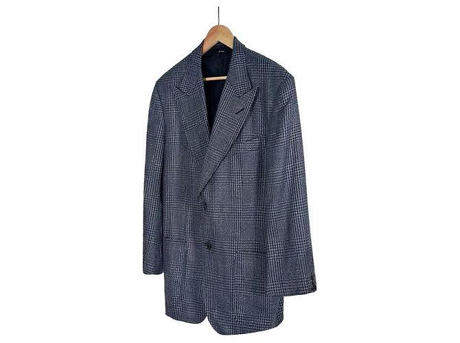 Tom Ford Men's Wool Silk Glen Check Single Breasted Blazer Jacket Brown - view 2