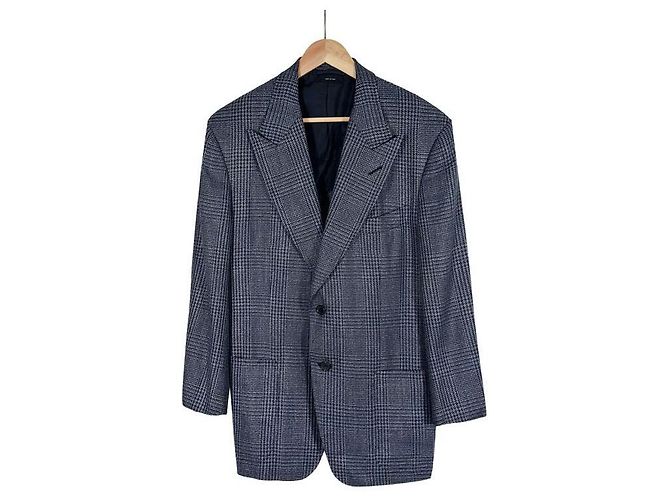 Tom Ford Men's Wool Silk Glen Check Single Breasted Blazer Jacket Brown - view 3