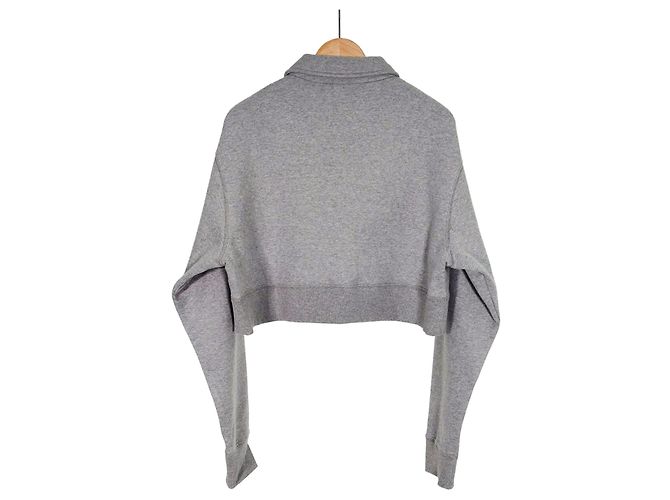 Miu Miu Luxuriöses Biar Oversized Sweatshirt mit Reißverschlusskragen Grau Braun - Ansicht 4