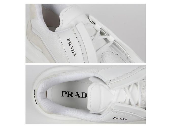 Prada Zapatillas de cuero cepillado Blanco - vista 11