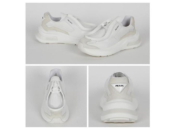Prada Zapatillas de cuero cepillado Blanco - vista 2