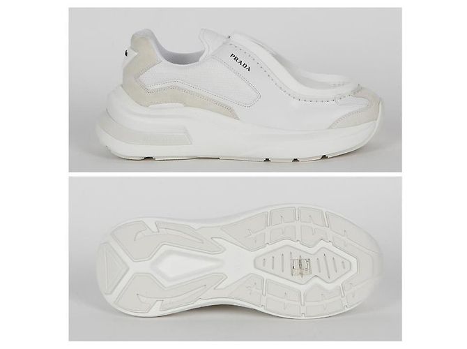 Prada Zapatillas de cuero cepillado Blanco - vista 3