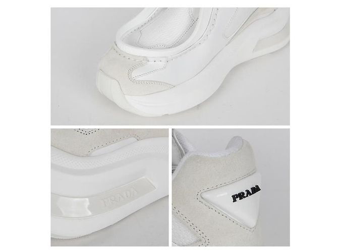 Prada Zapatillas de cuero cepillado Blanco - vista 5