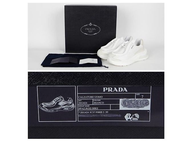 Prada Zapatillas de cuero cepillado Blanco - vista 6