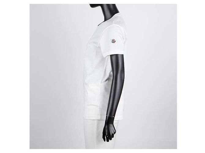 Camiseta de manga curta com patch logo Moncler - Off White Branco - vista 11