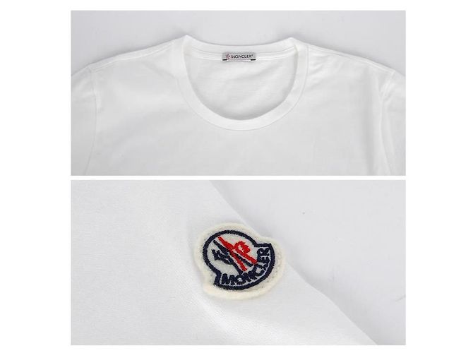 Camiseta de manga curta com patch logo Moncler - Off White Branco - vista 13