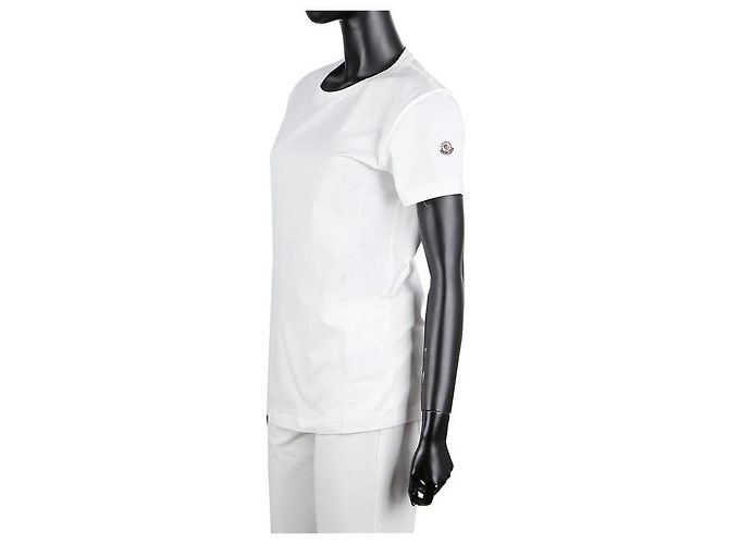 Camiseta de manga curta com patch logo Moncler - Off White Branco - vista 9
