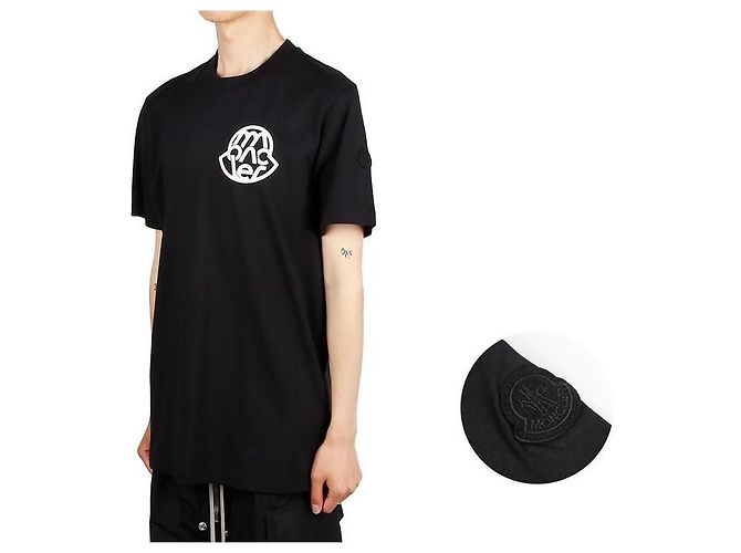 Moncler Logo T-Shirt mit kurzen Ärmeln Schwarz - Ansicht 8