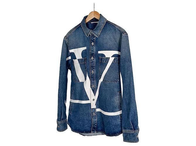 Giacca in denim con grande logo e doppia tasca Carpi per uomo Valentino Blu - vista 2