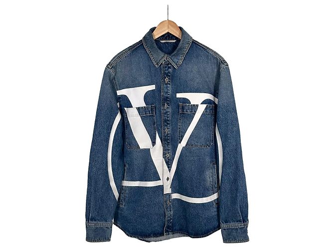 Giacca in denim con grande logo e doppia tasca Carpi per uomo Valentino Blu - vista 4