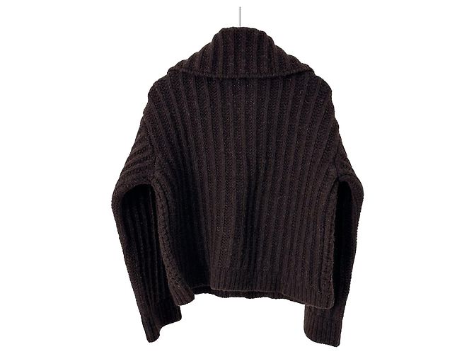 Bottega Veneta Goldmetall Lana Wolle Häkelstrickjacke Taeyeon Braun - Ansicht 3