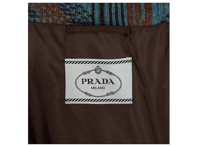 Prada Jaqueta bomber de malha com bolso de nylon e logo triangular Raf Simons marrom - vista 10