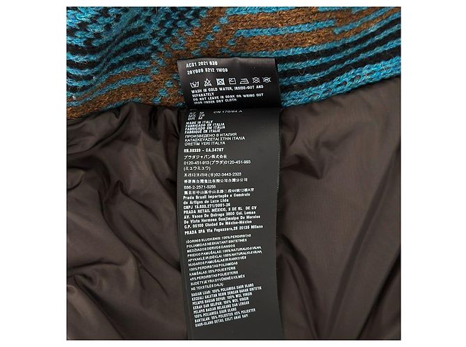 Prada Jaqueta bomber de malha com bolso de nylon e logo triangular Raf Simons marrom - vista 12