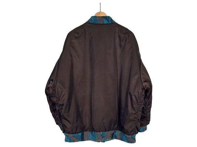 Prada Jaqueta bomber de malha com bolso de nylon e logo triangular Raf Simons marrom - vista 4