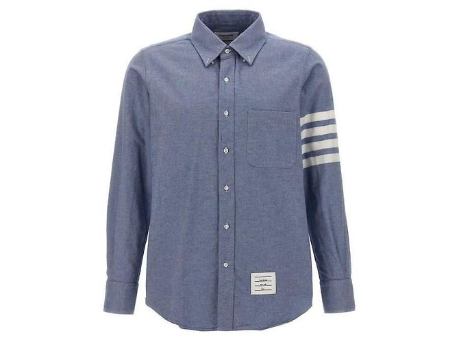 Thom Browne Flannel Bar Hemd Blau - Ansicht 4