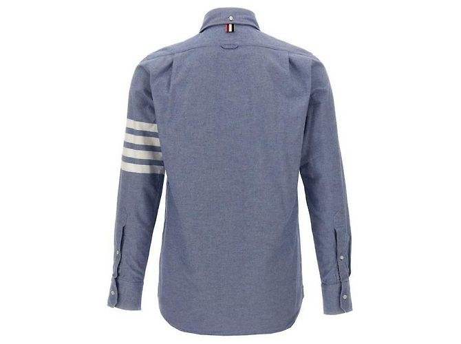 Thom Browne Flannel Bar Hemd Blau - Ansicht 5