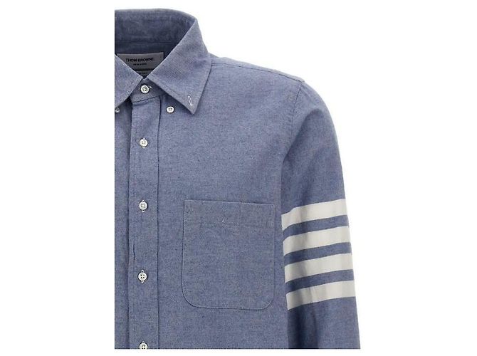 Thom Browne Flannel Bar Hemd Blau - Ansicht 6
