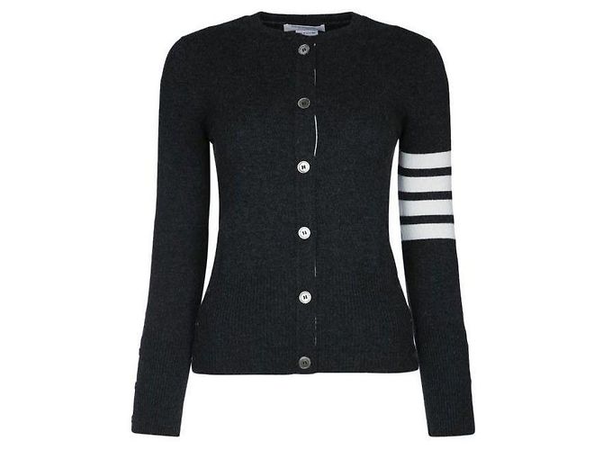 Thom Browne Gestreifter Rundhals-Cashmere-Cardigan Braun - Ansicht 4
