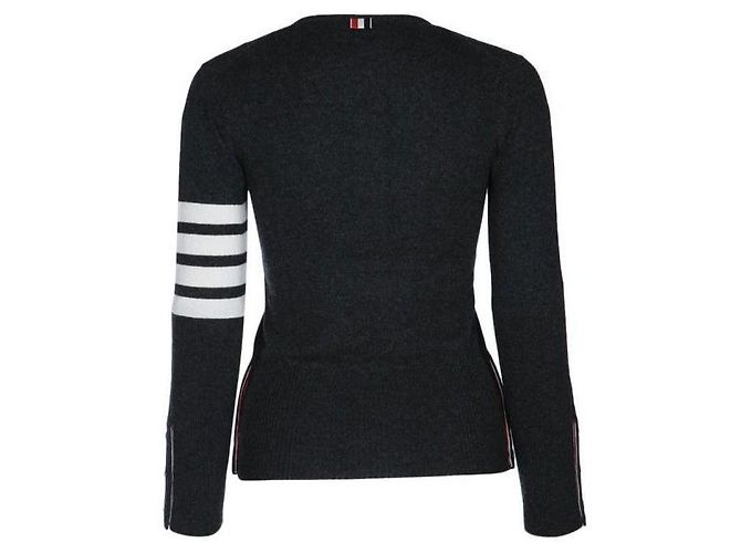 Thom Browne Gestreifter Rundhals-Cashmere-Cardigan Braun - Ansicht 5