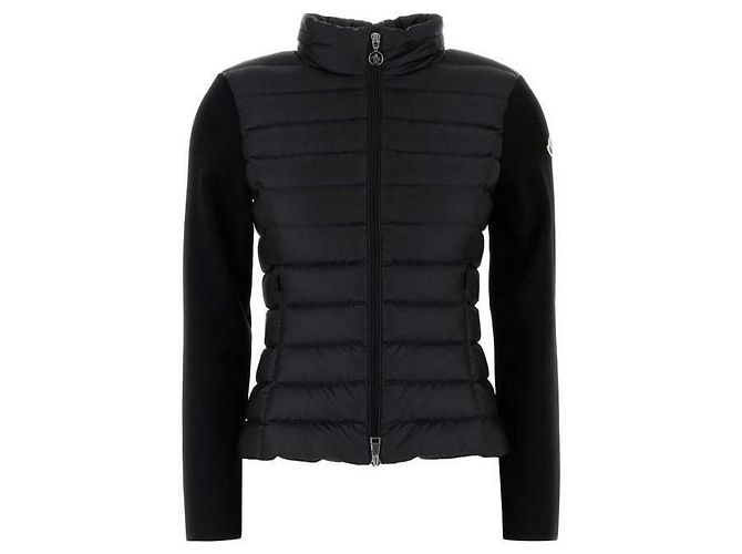 Moncler Cardigã de lã com zíper acolchoado Preto - vista 4