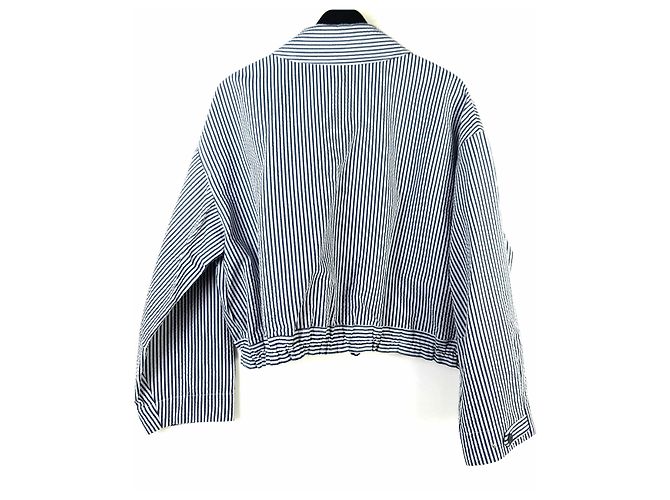 Hermès Gestreifte Blousonjacke Blau - Ansicht 3