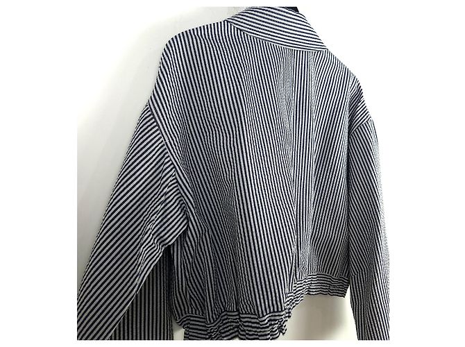 Hermès Gestreifte Blousonjacke Blau - Ansicht 4