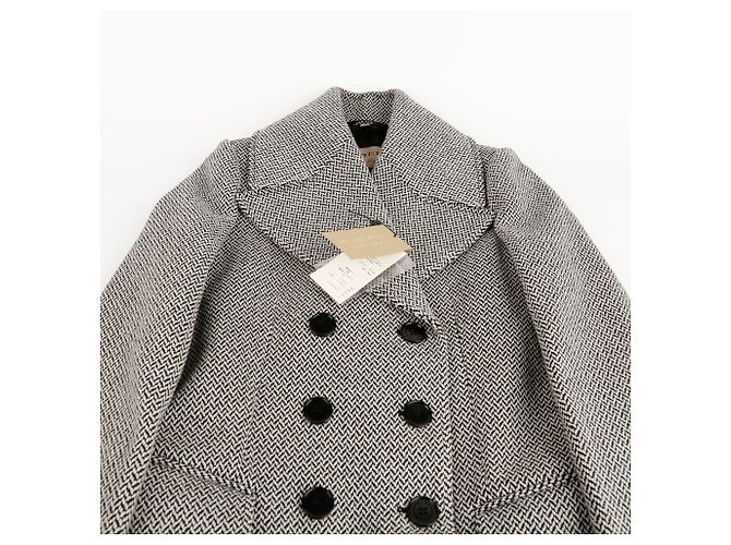 Burberry Herringbone Tailored Coat Size Black - view 3