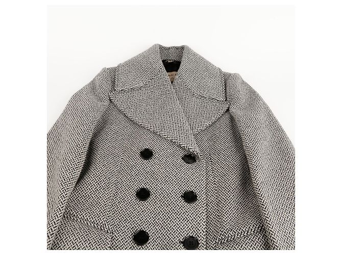 Burberry Herringbone Tailored Coat Size Black - view 4